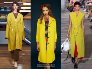 Женские пальто весна-лето 2020 - Ярко-жёлтые пальто