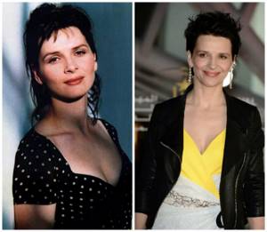 Juliette Binoche in her youth and at 50