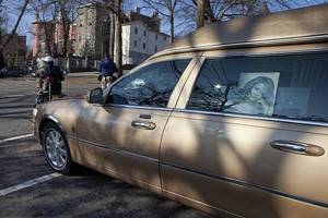 The golden hearse in which Whitney Houston set off on her final journey