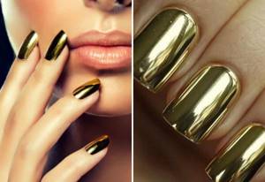 gold mirror manicure